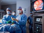 Manish Aghi and Ivan El-Sayed perform a transsphenoidal endoscopic surgery for a pituitary tumor